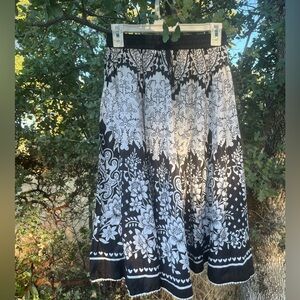 J Gee black and white patterned cotton midi skirt